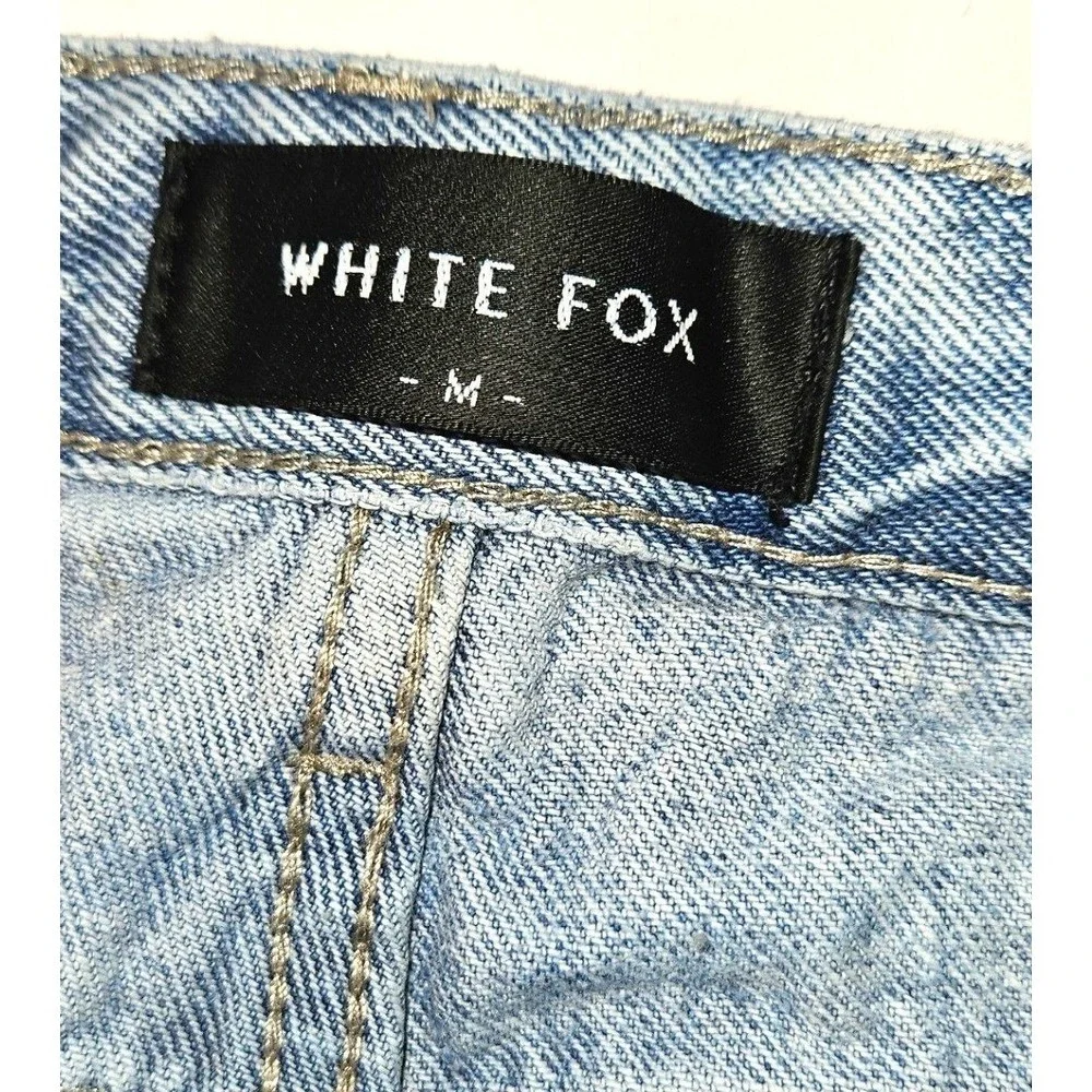 White Fox Denim Shorts Womens M Light Wash Distressed High Rise Cutoff Festival‎
